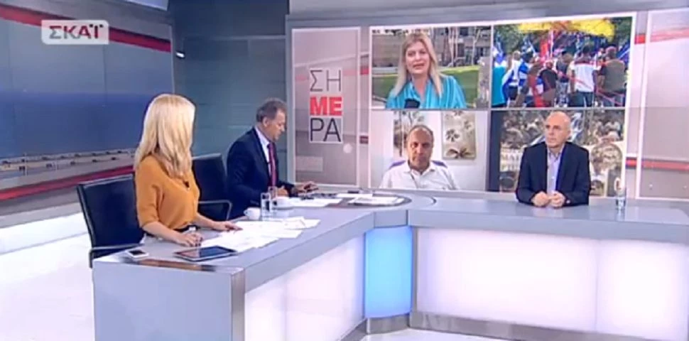 «Κανονιοβολισμοί» στον αέρα του ΣΚΑΪ: «Θα πάρουμε τα όπλα, θα τιμωρήσουμε τους προδότες» – «Τσίνισε» ο Πάγκαλος: «Ποια είναι αυτή;»